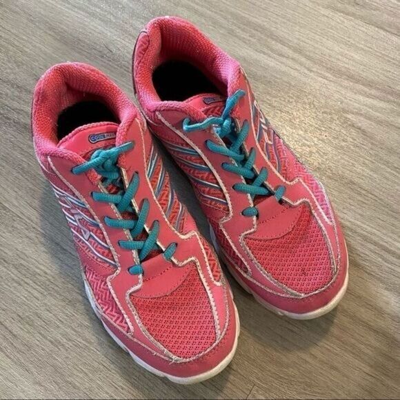 Fila womens lace up pink teal athletic mesh fabric running sneakers size 5.5 - Picture 1 of 8